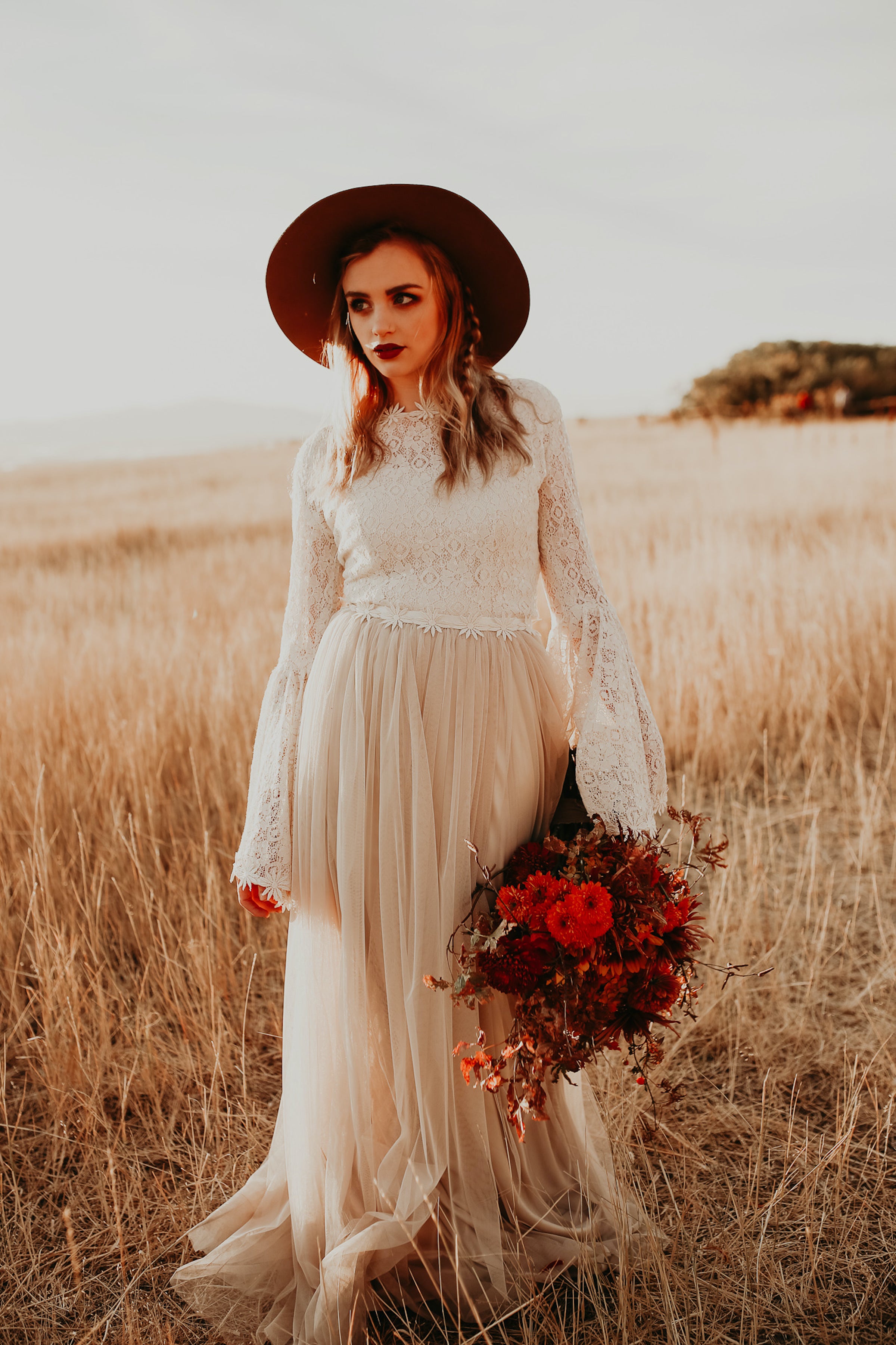 boho dress rentals Jessica Floral Tulle Boho Gown with Detachable Sleeves