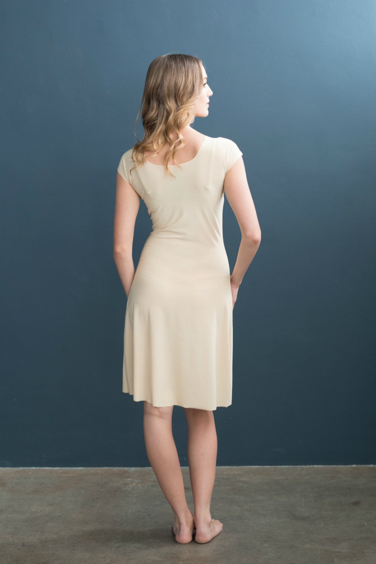 short sleeve v neck dresses Lizzy Slip Cap Sleeve V-Neck Dress Slip